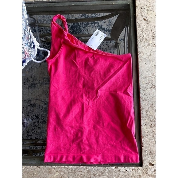 Helmut Lang Asymmetric Twist One-Shoulder Tank Pink XS/S NWT - Picture 6 of 6